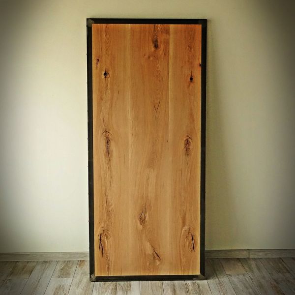 Blat dębowy w ramie stalowej LOFTWOOD 80,90x120-200cm